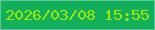 文字の大きさ：3、枠の色：5fc39c、背景の色：12b05b、文字の色：9ce809 無料ブログパーツのブログ時計