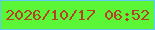 文字の大きさ：5、枠の色：5fc9f7、背景の色：5bf737、文字の色：b44127 無料ブログパーツのブログ時計