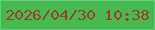 文字の大きさ：4、枠の色：5fcf80、背景の色：47b94f、文字の色：9b432d 無料ブログパーツのブログ時計