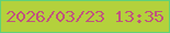 文字の大きさ：5、枠の色：5fd17a、背景の色：b4d13c、文字の色：c0547e 無料ブログパーツのブログ時計