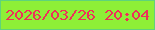 文字の大きさ：4、枠の色：5fd37b、背景の色：8eef37、文字の色：ee3059 無料ブログパーツのブログ時計