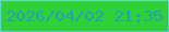 文字の大きさ：3、枠の色：5fd9cb、背景の色：30d138、文字の色：249fb8 無料ブログパーツのブログ時計