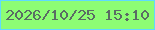 文字の大きさ：5、枠の色：5fdafe、背景の色：8dfd74、文字の色：5a6c64 無料ブログパーツのブログ時計