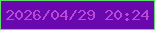 文字の大きさ：3、枠の色：5fdc6a、背景の色：6908ad、文字の色：b948db 無料ブログパーツのブログ時計