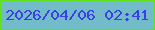 文字の大きさ：2、枠の色：5fe117、背景の色：72bcc9、文字の色：3b3fe5 無料ブログパーツのブログ時計