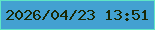 文字の大きさ：2、枠の色：5fe6c6、背景の色：43a1d1、文字の色：1a2804 無料ブログパーツのブログ時計