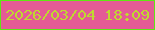 文字の大きさ：2、枠の色：5fe713、背景の色：e45b95、文字の色：bfd92f 無料ブログパーツのブログ時計