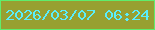 文字の大きさ：1、枠の色：5fed6d、背景の色：97a031、文字の色：5aeefc 無料ブログパーツのブログ時計