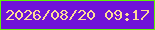 文字の大きさ：4、枠の色：5ff404、背景の色：7013d8、文字の色：fedc95 無料ブログパーツのブログ時計