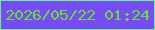 文字の大きさ：3、枠の色：5ff87f、背景の色：774bf7、文字の色：67e028 無料ブログパーツのブログ時計