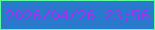 文字の大きさ：5、枠の色：5ffc9e、背景の色：297acd、文字の色：9a34f1 無料ブログパーツのブログ時計