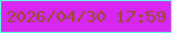 文字の大きさ：2、枠の色：5ffde3、背景の色：d827f1、文字の色：915223 無料ブログパーツのブログ時計
