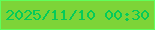 文字の大きさ：5、枠の色：5fff5c、背景の色：7dd438、文字の色：04cb59 無料ブログパーツのブログ時計