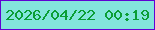 文字の大きさ：3、枠の色：6003d3、背景の色：83e5dc、文字の色：0a9e35 無料ブログパーツのブログ時計