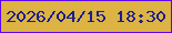 文字の大きさ：5、枠の色：6006ea、背景の色：ddb343、文字の色：191f8f 無料ブログパーツのブログ時計