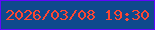 文字の大きさ：4、枠の色：6007fb、背景の色：0f498d、文字の色：fd4732 無料ブログパーツのブログ時計