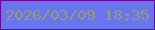 文字の大きさ：5、枠の色：600b9c、背景の色：6975ed、文字の色：969b7c 無料ブログパーツのブログ時計
