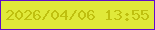 文字の大きさ：4、枠の色：600ccc、背景の色：e0e93a、文字の色：bfc00f 無料ブログパーツのブログ時計