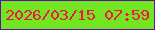 文字の大きさ：3、枠の色：600fa5、背景の色：72e721、文字の色：f3144a 無料ブログパーツのブログ時計