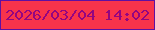 文字の大きさ：1、枠の色：6010a2、背景の色：f8334b、文字の色：940581 無料ブログパーツのブログ時計