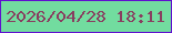 文字の大きさ：4、枠の色：6010cf、背景の色：72dc9f、文字の色：893e60 無料ブログパーツのブログ時計