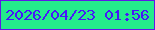 文字の大きさ：2、枠の色：6018e8、背景の色：24ec8b、文字の色：4717f9 無料ブログパーツのブログ時計