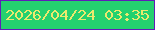 文字の大きさ：3、枠の色：601db8、背景の色：24d16f、文字の色：ece96e 無料ブログパーツのブログ時計