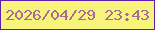 文字の大きさ：3、枠の色：601eb1、背景の色：f7f47b、文字の色：a86b95 無料ブログパーツのブログ時計