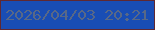 文字の大きさ：1、枠の色：602831、背景の色：194db4、文字の色：586887 無料ブログパーツのブログ時計