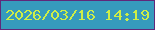 文字の大きさ：5、枠の色：60287a、背景の色：369bbd、文字の色：ceee47 無料ブログパーツのブログ時計