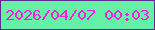文字の大きさ：5、枠の色：602b8e、背景の色：63f1a7、文字の色：fc1ee1 無料ブログパーツのブログ時計