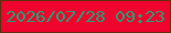 文字の大きさ：1、枠の色：602e0d、背景の色：ef042e、文字の色：279c73 無料ブログパーツのブログ時計