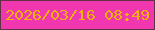 文字の大きさ：1、枠の色：603242、背景の色：f137b0、文字の色：f0b10b 無料ブログパーツのブログ時計