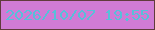 文字の大きさ：4、枠の色：603b3c、背景の色：d07bd5、文字の色：57c0d9 無料ブログパーツのブログ時計