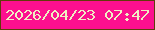 文字の大きさ：2、枠の色：603c0a、背景の色：fc108f、文字の色：f0edc3 無料ブログパーツのブログ時計
