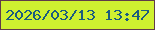 文字の大きさ：2、枠の色：603c49、背景の色：cff130、文字の色：1b5c7f 無料ブログパーツのブログ時計