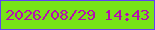 文字の大きさ：4、枠の色：6042f2、背景の色：77e417、文字の色：b60eb0 無料ブログパーツのブログ時計