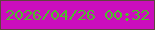 文字の大きさ：5、枠の色：60443e、背景の色：cb0ebd、文字の色：4ebc2c 無料ブログパーツのブログ時計