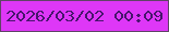 文字の大きさ：4、枠の色：604466、背景の色：de37f7、文字の色：47156d 無料ブログパーツのブログ時計