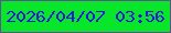 文字の大きさ：2、枠の色：605290、背景の色：07e629、文字の色：1d1add 無料ブログパーツのブログ時計