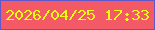 文字の大きさ：5、枠の色：6058ca、背景の色：f35a65、文字の色：e9fd0c 無料ブログパーツのブログ時計