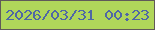 文字の大きさ：3、枠の色：605959、背景の色：b0d65a、文字の色：4f67a5 無料ブログパーツのブログ時計
