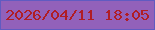 文字の大きさ：2、枠の色：605bc1、背景の色：9261ba、文字の色：b01d25 無料ブログパーツのブログ時計