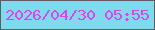 文字の大きさ：5、枠の色：605d62、背景の色：80daed、文字の色：d946f0 無料ブログパーツのブログ時計