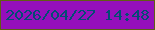文字の大きさ：5、枠の色：605e14、背景の色：950fbb、文字の色：034c74 無料ブログパーツのブログ時計