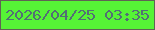 文字の大きさ：4、枠の色：606354、背景の色：56f336、文字の色：526f75 無料ブログパーツのブログ時計
