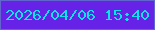 文字の大きさ：4、枠の色：6066ce、背景の色：6622e6、文字の色：0ee1e9 無料ブログパーツのブログ時計