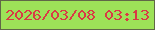 文字の大きさ：5、枠の色：606847、背景の色：9de258、文字の色：d93a45 無料ブログパーツのブログ時計