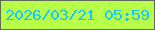 文字の大きさ：5、枠の色：606b5d、背景の色：b8ff49、文字の色：16c9f3 無料ブログパーツのブログ時計
