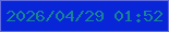 文字の大きさ：4、枠の色：606bdf、背景の色：0825d8、文字の色：188396 無料ブログパーツのブログ時計